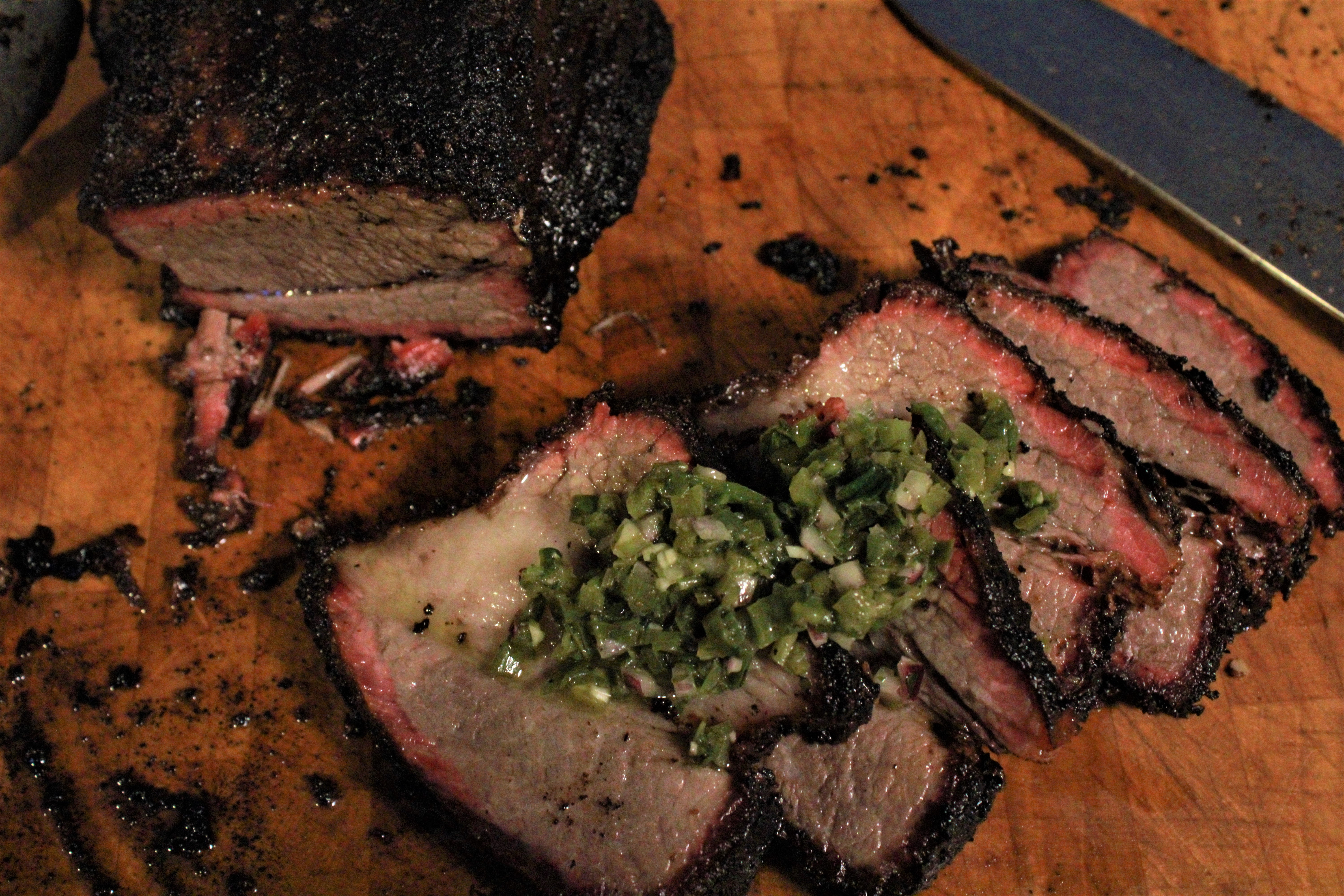 Smoked Brisket with Poblano Salsa