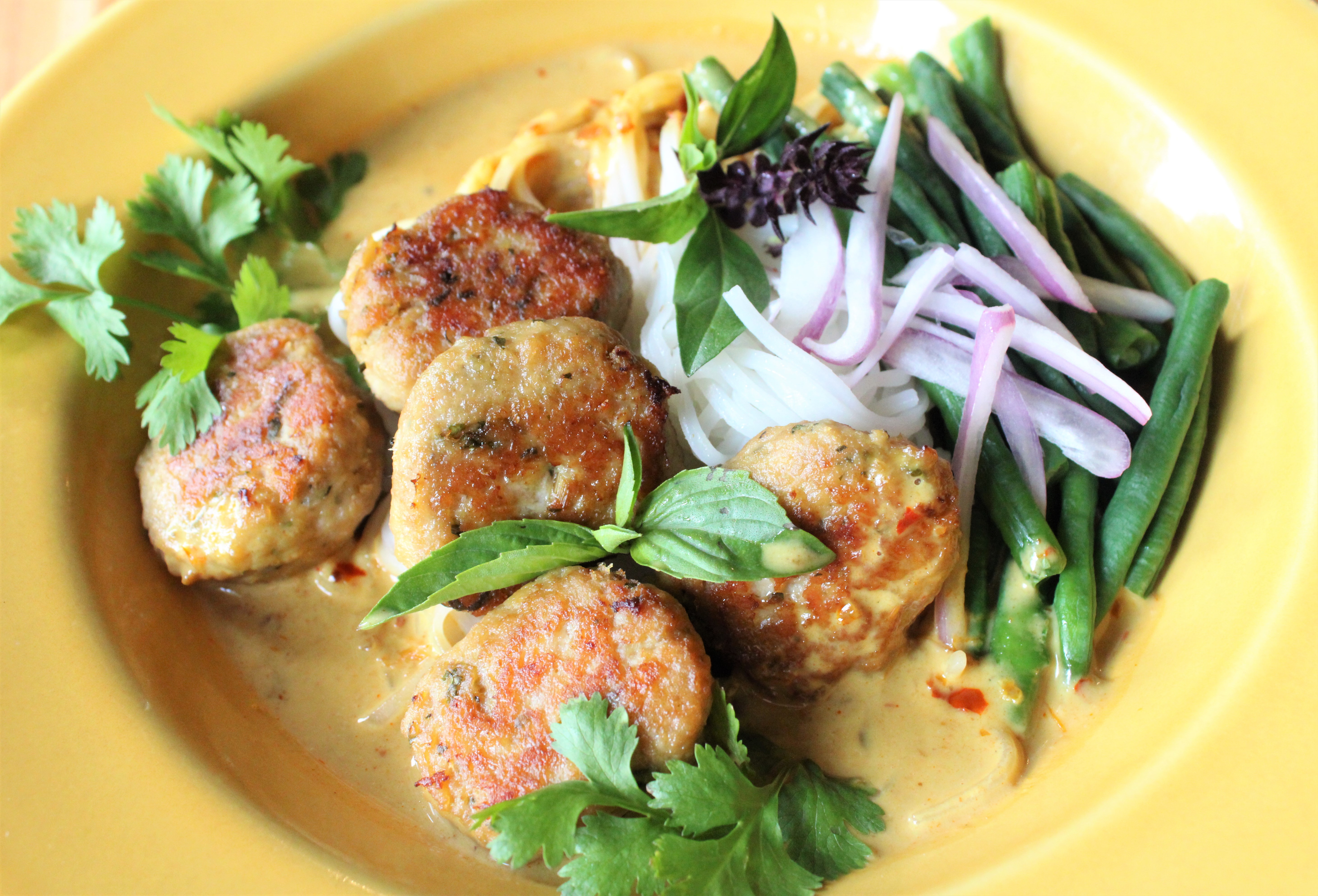 Thai Chicken Meatballs with Coconut Curry