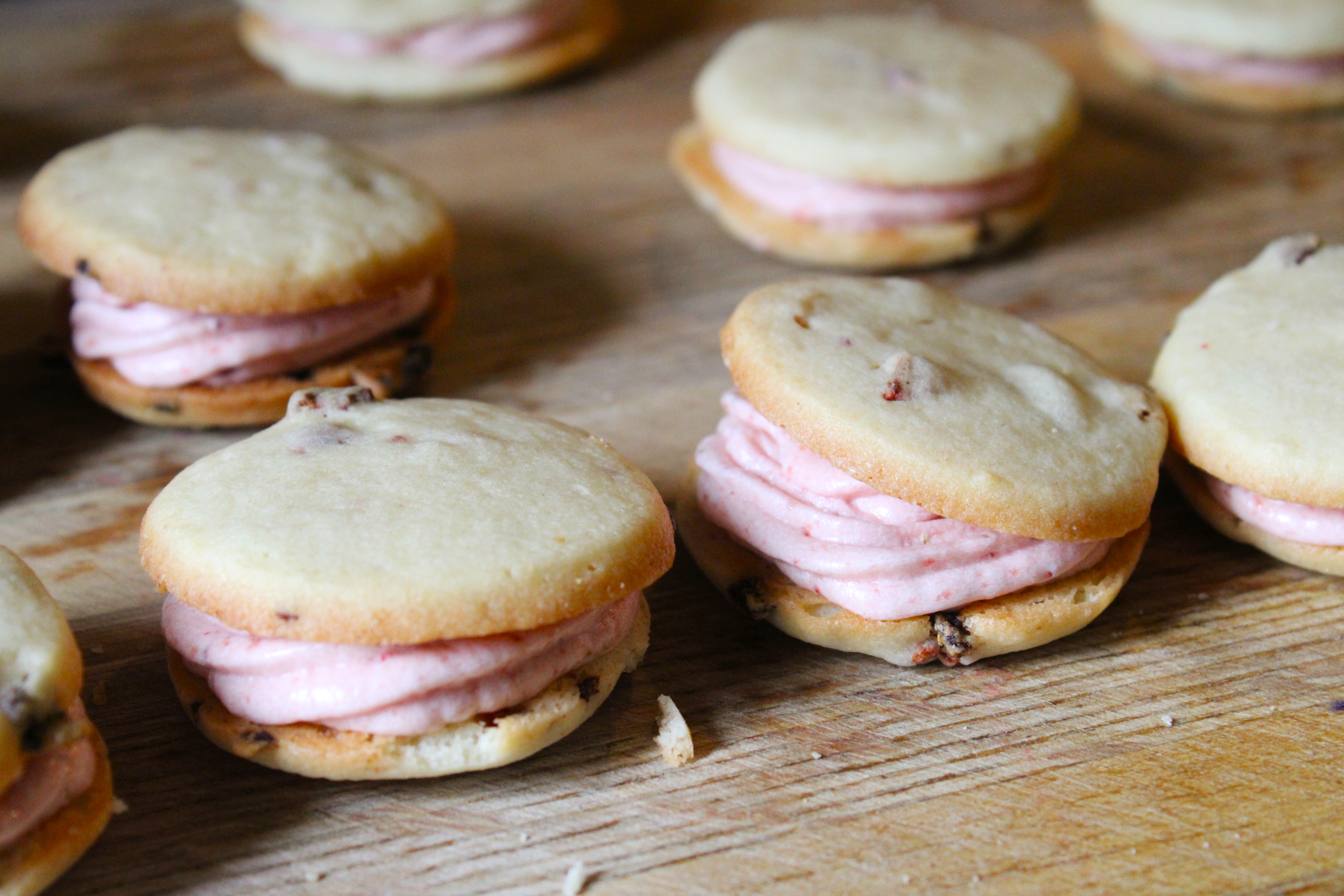 Strawberry Shortbread Sandwich Cookies